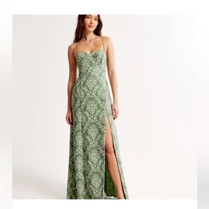 Abercrombie & Fitch Green Tie-Front Maxi Sundress